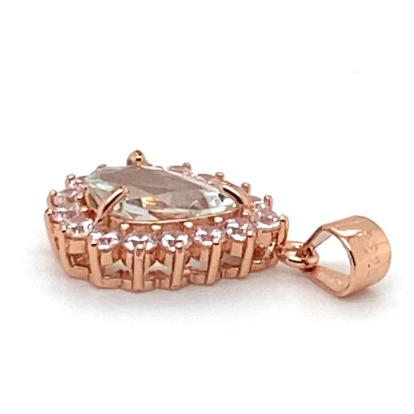 Aquamarine 1.20ct Rose Gold Finish Solid 925 Sterling Silver Pendant - Picture 4 of 7